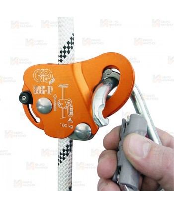 Anticaídas y bloqueador simultáneo para cuerdas de 10 mm a 12 mm.