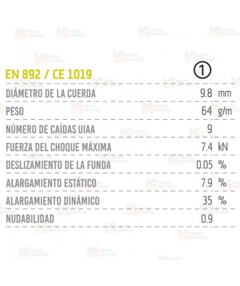 Cuerda Ambition de uso simple de Ø 9,8 mm para escalada