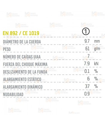 Cuerda Master de Tendon de 9,7 mm de diámetro para rescate, salvamento, escalada, alpinismo e indoor