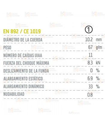 Cuerda Ambition Tefix de 10,2 mm de diámetro para rescate, salvamento, escalada, alpinismo y grandes paredes