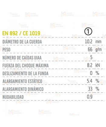 Cuerda Hattrick de Tendon de Ø 10,2 mm para escalada indoor y grandes paredes