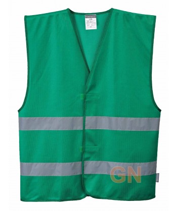 Chaleco ligero impermeable con cintas reflectantes color verde
