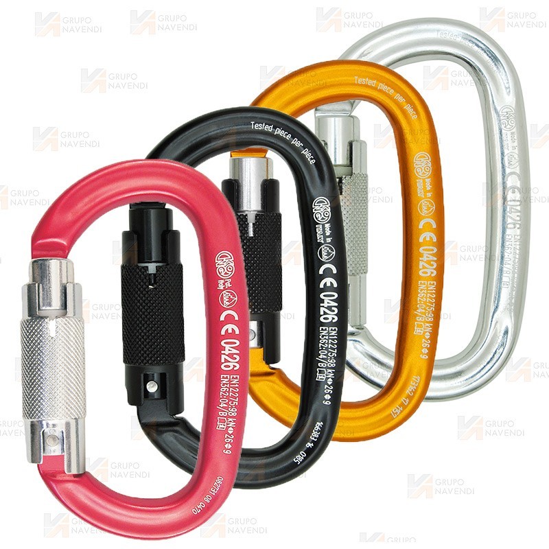 Mosquetón ovalado de aluminio Tri Lock