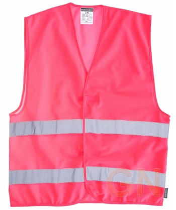 Chaleco ligero impermeable con cintas reflectantes color rosa