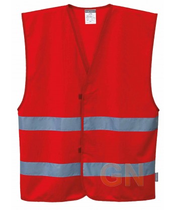 Chaleco ligero impermeable con cintas reflectantes color rojo