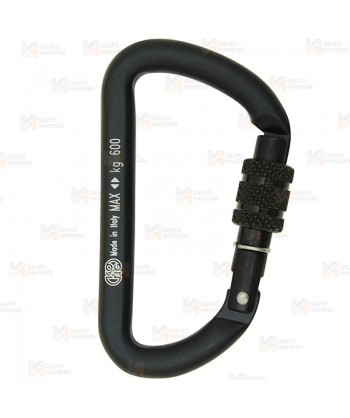 Mosquetón asimétrico de aluminio Screw Lock color negro