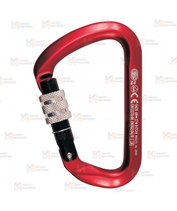 Mosquetón asimétrico de aluminio Screw Lock color rojo