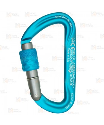 Mosquetón asimétrico de aluminio Screw Lock color CYAN