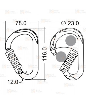 Mosquetón HMS de aluminio Twist-Lock  (23 kN y 23 Ø)