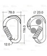 Mosquetón HMS de aluminio Twist-Lock  (23 kN y 23 Ø)