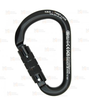 Mosquetón HMS de aluminio Twist-Lock 
 tipo key-lock color negro