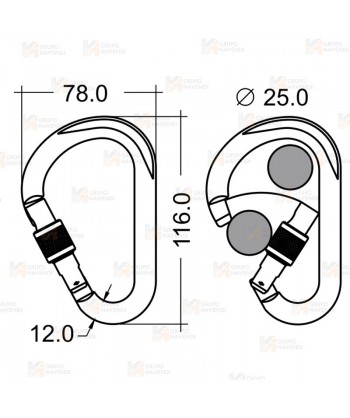 Mosquetón HMS de aluminio Screw-Lock  (22 kN y 25 Ø)