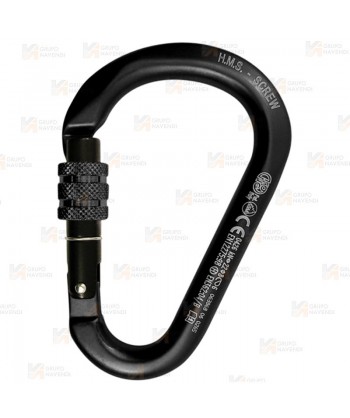 Mosquetón HMS de aluminio con seguro de rosca Screw-Lock color negro