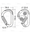Mosquetón o conector HMS de aluminio automático Tri-Lock