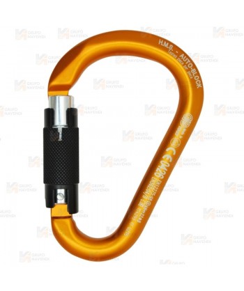 Mosquetón o conector HMS de aluminio automático Tri-Lock color naranja