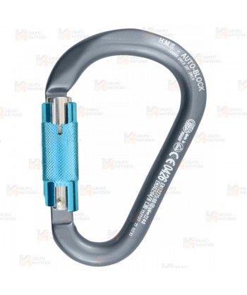 Mosquetón o conector HMS de aluminio automático Tri-Lock color gris