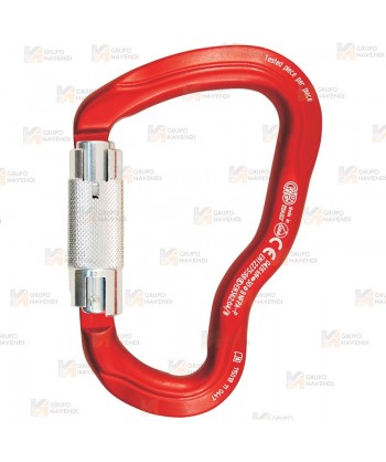 Mosquetón Ferrata de aluminio cierre Tri Lock  (30 kN y 26 Ø) color rojo