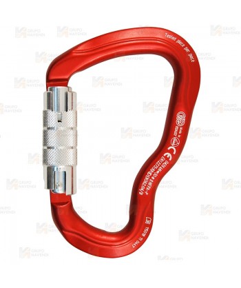 Mosquetón Ferrata de aluminio cierre Twist Lock  (30 kN y 26 Ø) color rojo