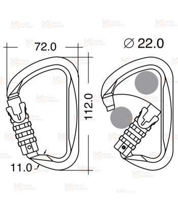Mosquetón asimétrico de aluminio Twist Lock  (27 kN y 22 Ø)