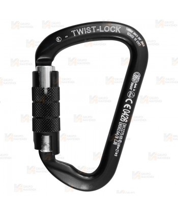 Mosquetón asimétrico de aluminio Twist Lock  (27 kN y 22 Ø) color negro
