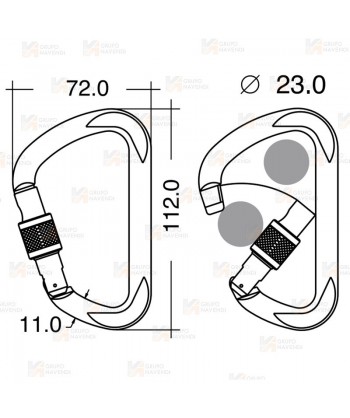 Mosquetón asimétrico de aluminio Screw Lock  (27 kN y 23 Ø)