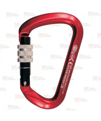 Mosquetón asimétrico de aluminio Screw Lock  (27 kN y 23 Ø) color rojo