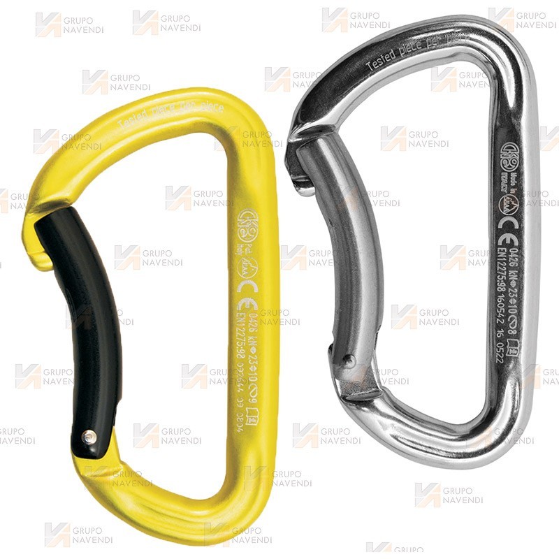 Mosquetón de aluminio plano sin seguro y con gatillo curvo (Bent-Gate)
