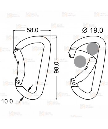 Mosquetón de aluminio plano sin seguro y con gatillo curvo (Bent-Gate)