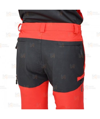 Pantalón multibolsillos bielástico para rescate color rojo y negro