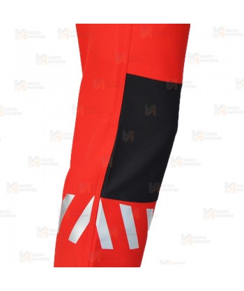 Pantalón multibolsillos bielástico para rescate color rojo y negro