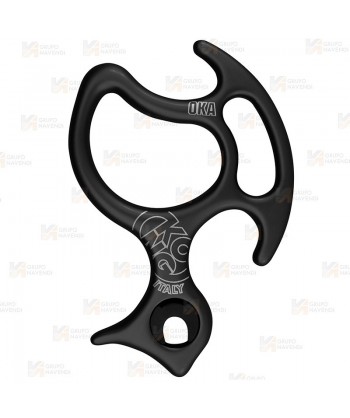 Descensor asegurador de aluminio para barranquismo Oka de Kong color negro