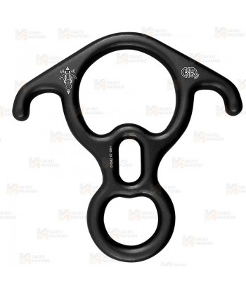 Descensor de aluminio tipo ocho con orejas color negro