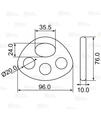 Placa multianclaje de 3 agujeros de aluminio (36 kN)