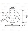 Placa multianclaje de 3 agujeros de aluminio (36 kN)
