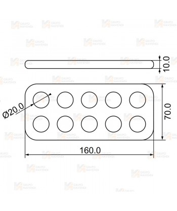 Placa multianclaje de 10 agujeros de aluminio (36 kN)