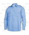 Camisa para uniforme manga larga con galoneras color celeste