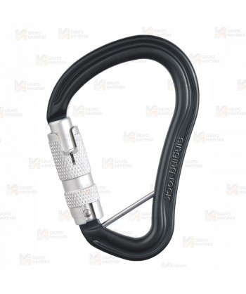 Mosquetón HMS de aluminio Tri-Lock  (30 kN y 26 Ø) color negro