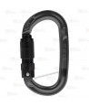 Mosquetón automático oval de aluminio con triple cierre  color negro