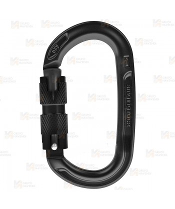 Mosquetón automático oval de aluminio con triple cierre  color negro