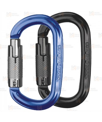 Mosquetón automático oval de aluminio con triple cierre  color negro