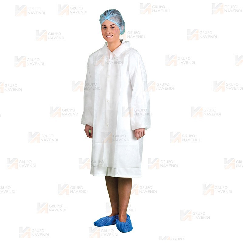 Bata desechable de polipropileno con corchetes