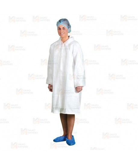 Bata desechable de polipropileno con corchetes