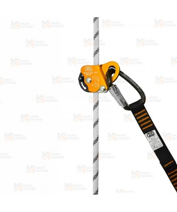 Anticaídas y bloqueador simultáneo para cuerdas de 10 mm a 12 mm.