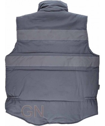 Chaleco acolchado multibolsillos gris con cintas reflectantes
