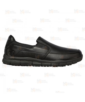 Mocasín laboral Skechers Nampa Annod para mujer. Color negro