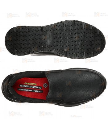Mocasín laboral Skechers Nampa Groton para hombre. Color negro