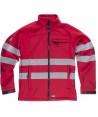 Chaqueta softshell roja de triple capa y cintas reflectantes