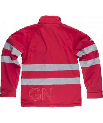 Chaqueta softshell roja de triple capa y cintas reflectantes