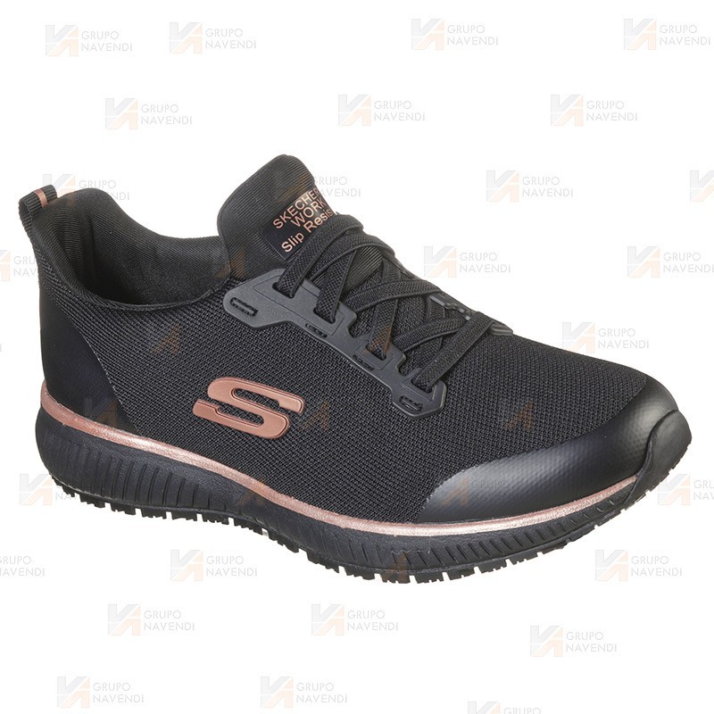 Zapatilla laboral Skechers Squad SR para mujer color negro y rosa