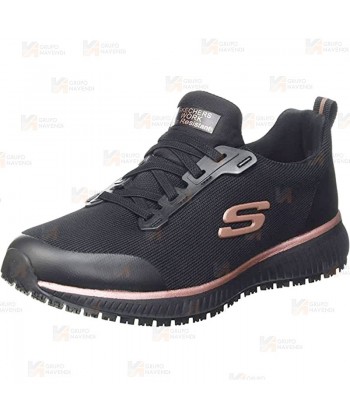 Zapatilla laboral Skechers Squad SR para mujer color negro y rosa